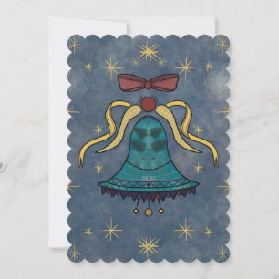 Holiday Cheer Red Bow And Stars Flat Card