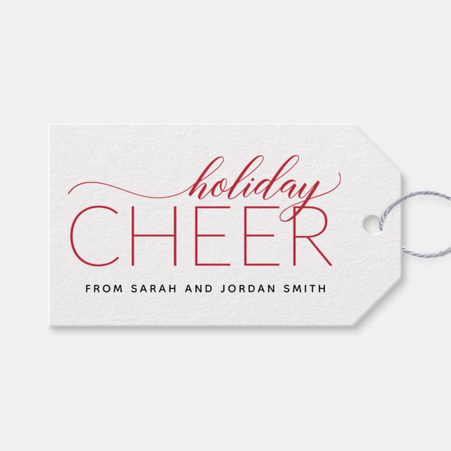 Holiday Cheer Red Gift Tags (Front (Horizontal))