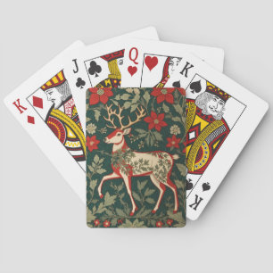 Holiday Cheer Reindeer William Morris Inspired Playing Cards