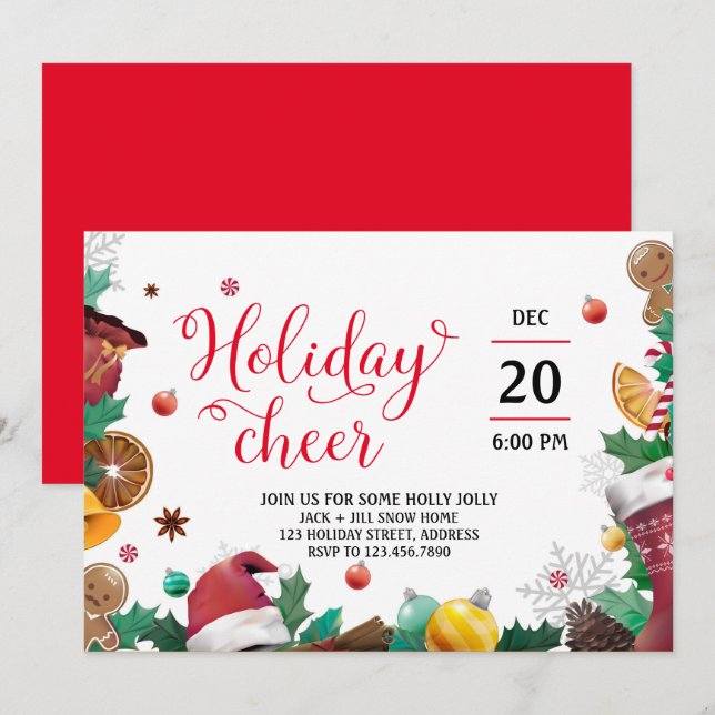 Holiday Cheer Script & Christmas Goodies Invitation (Front/Back)