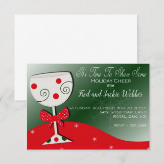 Holiday Cheer Wine Glass Christmas Party Invitation