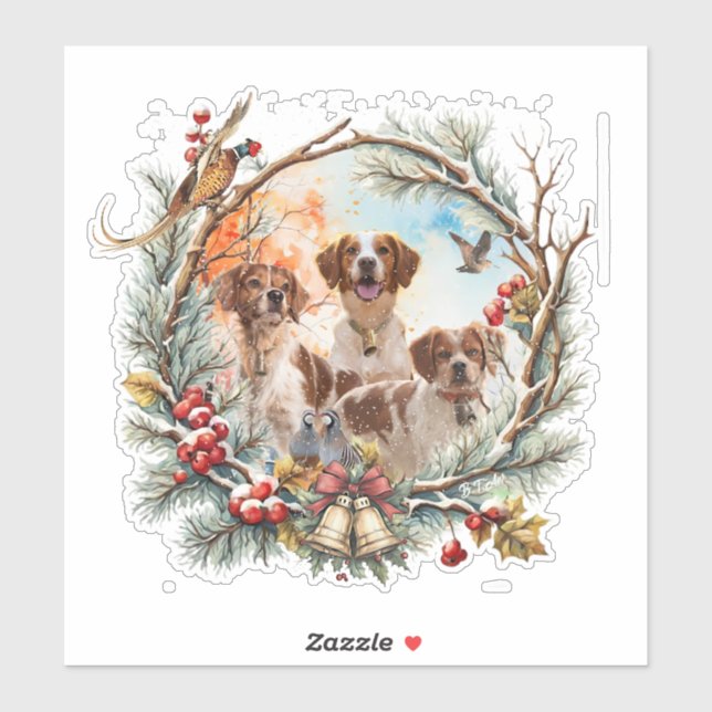  Holiday Cheer With a Brittany Spaniel (Sheet)
