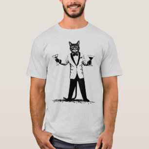 Holiday Cheers! Cat In Tuxedo Offering a Toast T-Shirt