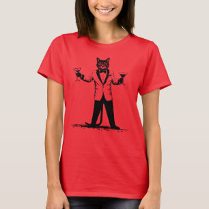 Holiday Cheers! Cat In Tuxedo Offering a Toast T-Shirt