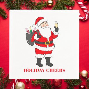 Holiday Cheers Christmas Santa Champagne Napkin