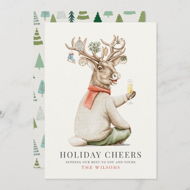 Holiday Cheers Funny Reindeer Ornaments Christmas (Front/Back)