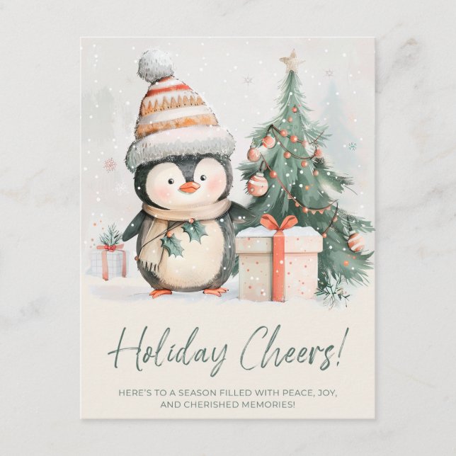 Holiday Cheers Penguin Card (Front)