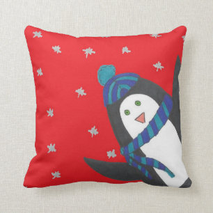 Holiday Cheers Penguin Cushion