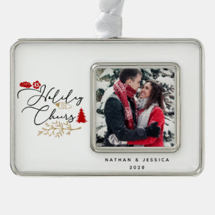 Holiday Cheers Red Holly Photo Framed Ornament