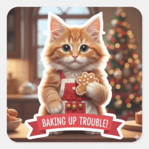 Holiday Chef Cat Sticker – Cute Kitten Baking