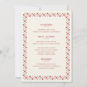 Holiday Chequerboard Christmas Menu Card - Berry