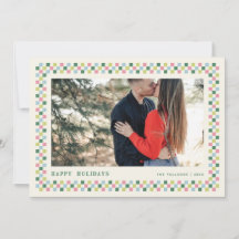 Holiday Chequerboard Holiday Photo Card - Green