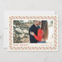 Holiday Chequerboard Holiday Photo Card - Red