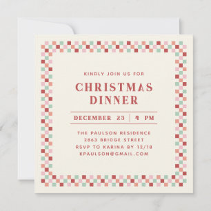 Holiday Chequerboard Party Invitation - Berry