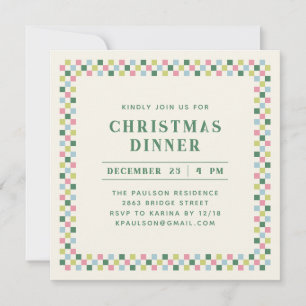 Holiday Chequerboard Party Invitation - Green