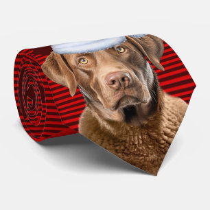 Holiday Chesapeake Retriever Dog Plaid Christmas Tie