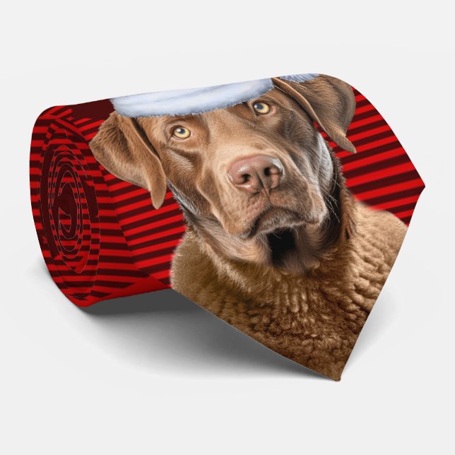 Holiday Chesapeake Retriever Dog Plaid Christmas Tie (Rolled)