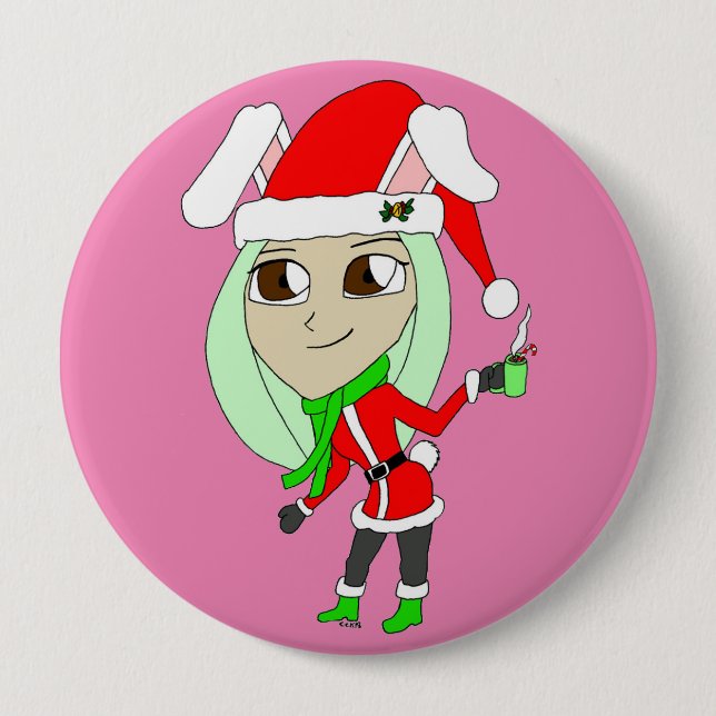 holiday chibi  bunnygirl 10 cm round badge (Front)