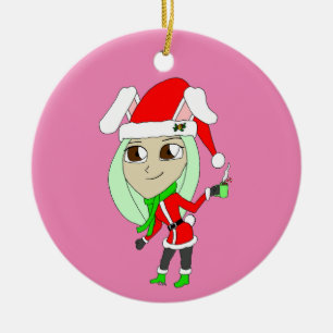 holiday chibi  bunnygirl    ceramic tree decoration