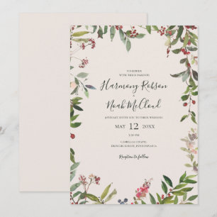 Holiday Chic Botanical   Champagne Casual Wedding  Invitation