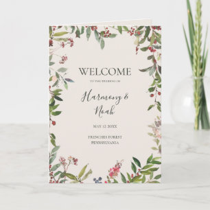 Holiday Chic Botanical   Champagne Folded Wedding Programme