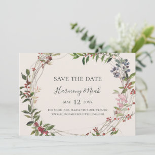 Holiday Chic Botanical   Champagne Horizontal Save The Date
