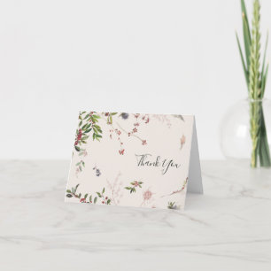 Holiday Chic Botanical   Champagne Thank You Card