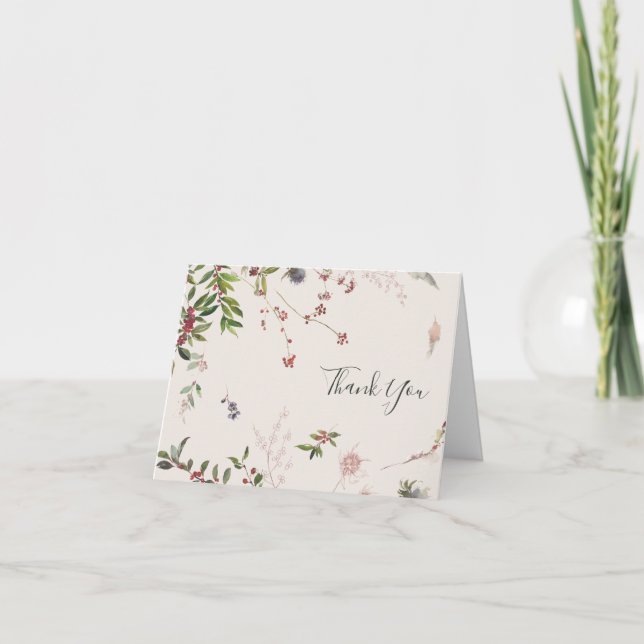 Holiday Chic Botanical | Champagne Thank You Card (Front)