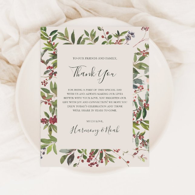 Holiday Chic Botanical | Champagne Thank You Card (Creator Uploaded)