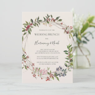 Holiday Chic Botanical   Champagne Wedding Brunch Invitation