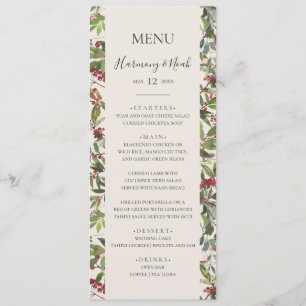 Holiday Chic Botanical   Champagne Wedding Dinner  Menu