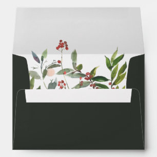 Holiday Chic Botanical   Dark Green invitation Envelope