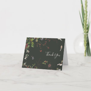 Holiday Chic Botanical   Dark Green Thank You Card