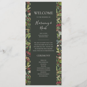 Holiday Chic Botanical Dark Green Wedding Program Programme