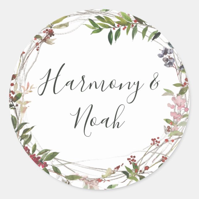 Holiday Chic Botanical | White Envelope Seals (Front)