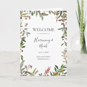 Holiday Chic Botanical   White Folded Wedding Programme