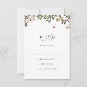 Holiday Chic Botanical   White RSVP Card