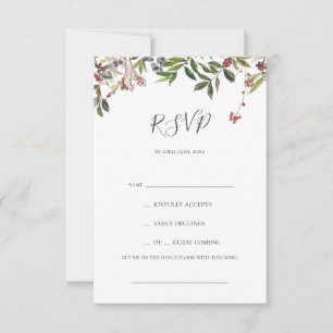 Holiday Chic Botanical   White Song Request RSVP Card
