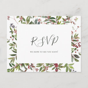Holiday Chic Botanical   White Song Request RSVP Postcard