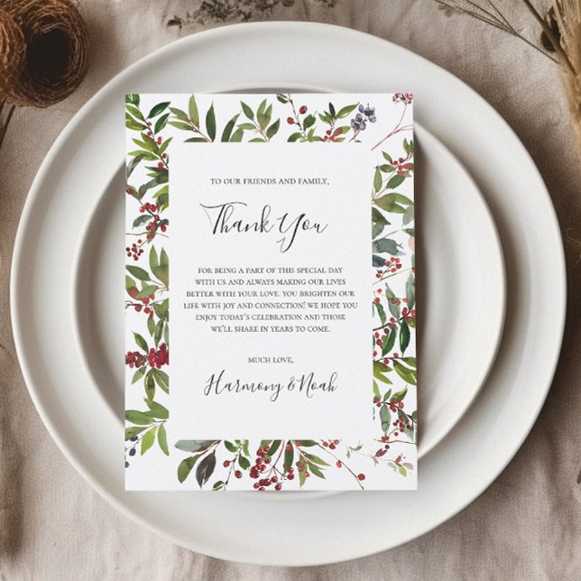 Holiday Chic Botanical | White Thank You Card (Creator Uploaded)
