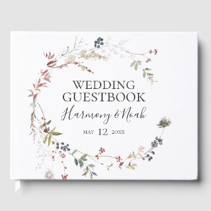 Holiday Chic Botanical   White Wedding Guest Book