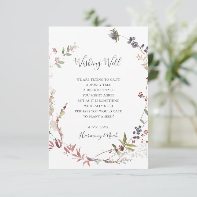 Holiday Chic Botanical | White Wishing Well Card (Standing Front)