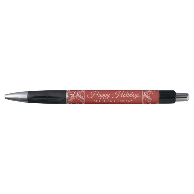 Holiday Chic Red Floral Corporate Christmas (Front)