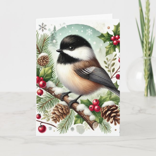 Holiday Chickadee Holiday Card (Front)