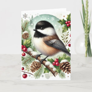 Holiday Chickadee Holiday Card