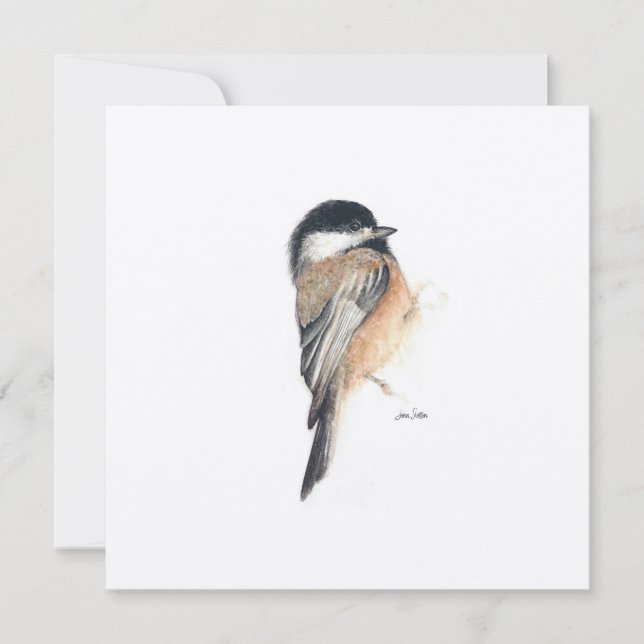 Holiday Chickadee Painting Watercolor (Front)