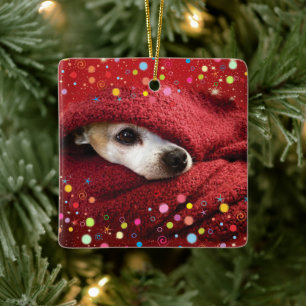 Holiday Chihuahua Ceramic Ornament