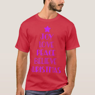 Holiday Christian Christmas Tree Joy Love Peace Be T-Shirt