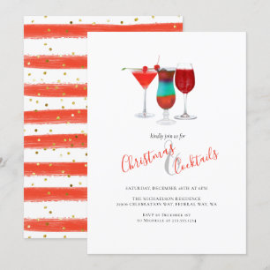Holiday Christmas and Cocktails Party Drinks Invitation