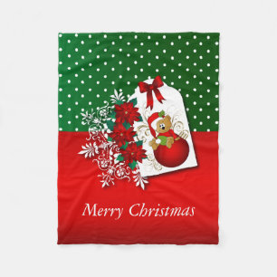 Holiday Christmas Bear Fleece Blanket